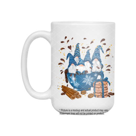 Gnomes in Blue Cup with Cookies