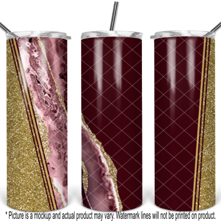 Burgundy and Gold Glitter Agate
