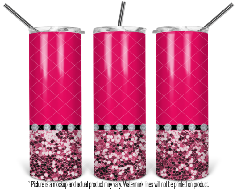 Hot Pink Chunky Glitter and Diamonds