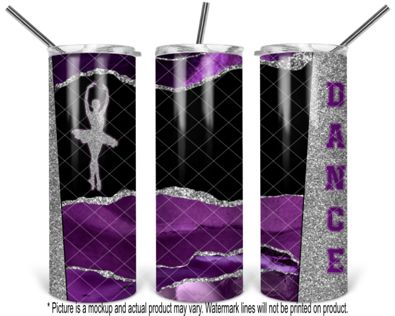 Dance - Ballet - Purple and Silver Glitter Agate