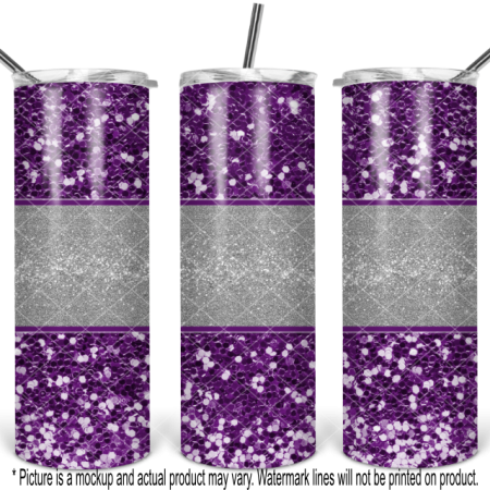Chunky Purple Glitter with Silver Glitter Band