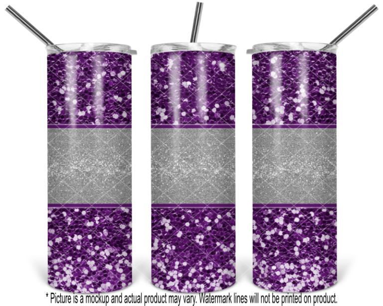 Chunky Purple Glitter with Silver Glitter Band