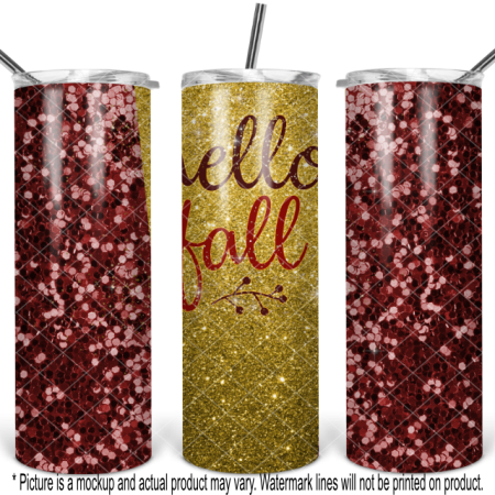Hello Fall - Burgundy and Gold Glitter