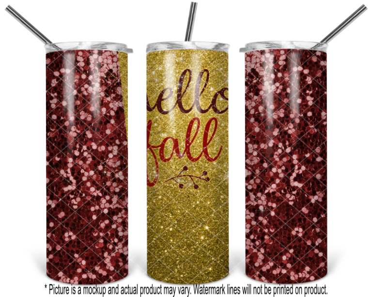 Hello Fall - Burgundy and Gold Glitter