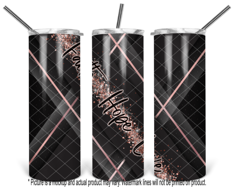Faith Love Hope - Black and Rose Gold