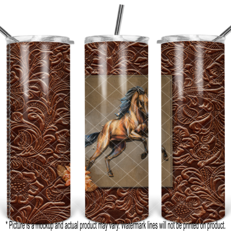 Tooled Leather Wrap with Running Horse