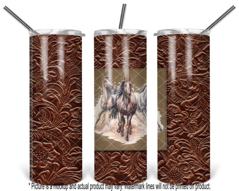 Thundering Hooves Tooled Leather Wrap