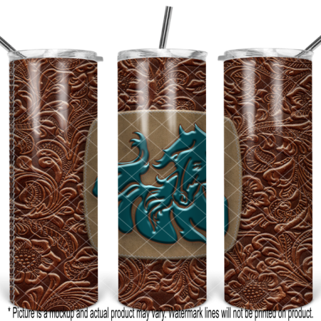 Jade Green Horse - Tooled Leather