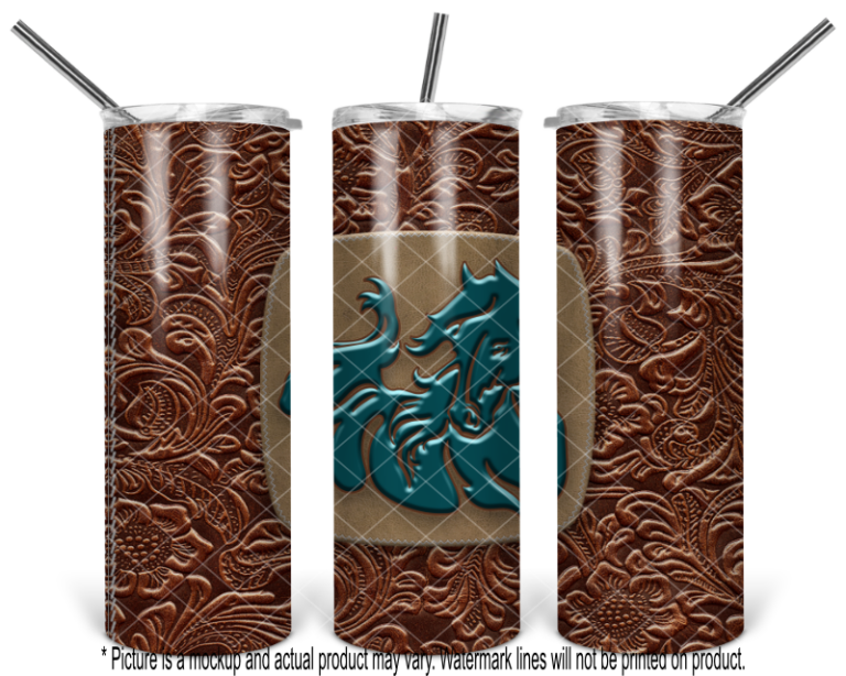 Jade Green Horse - Tooled Leather