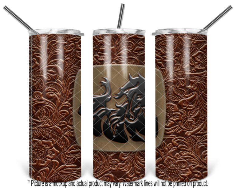 Black Horse - Tooled Leather