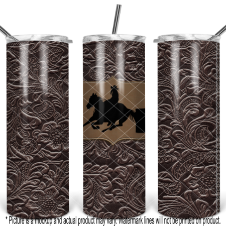 Barrel Racing Horse and Rider I - Tooled Leather Wrap