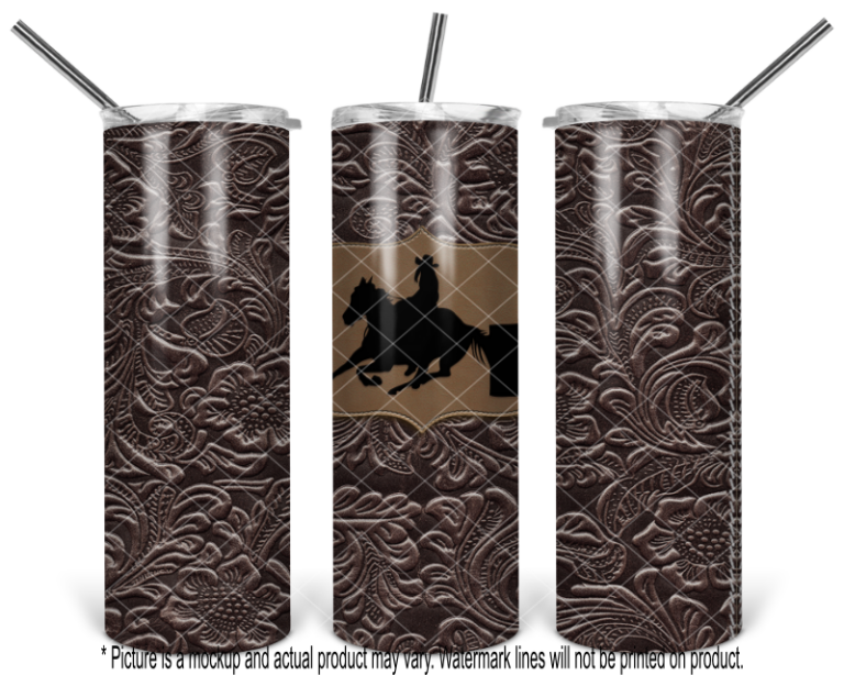 Barrel Racing Horse and Rider I - Tooled Leather Wrap