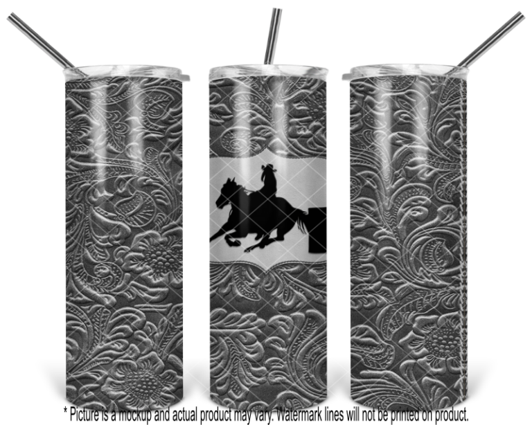 Barrel Racing Horse and Rider I - Tooled Leather Wrap - Image 3