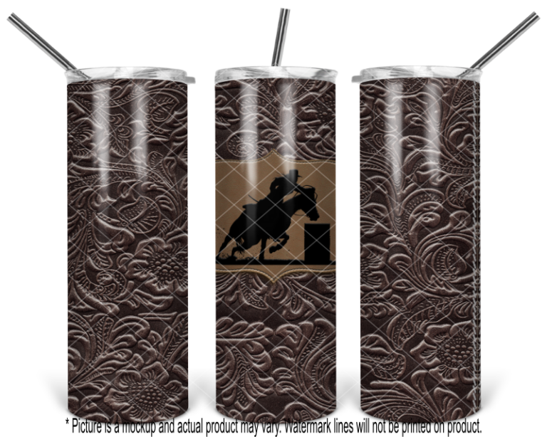 Barrel Racing Horse and Rider II - Tooled Leather Wrap - Image 2