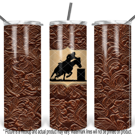 Barrel Racing Horse and Rider II - Tooled Leather Wrap