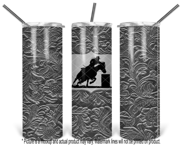 Barrel Racing Horse and Rider II - Tooled Leather Wrap - Image 3