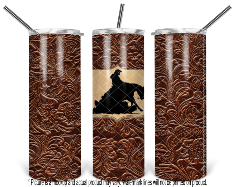 Reining Horse and Rider - Tooled Leather Wrap - Image 3