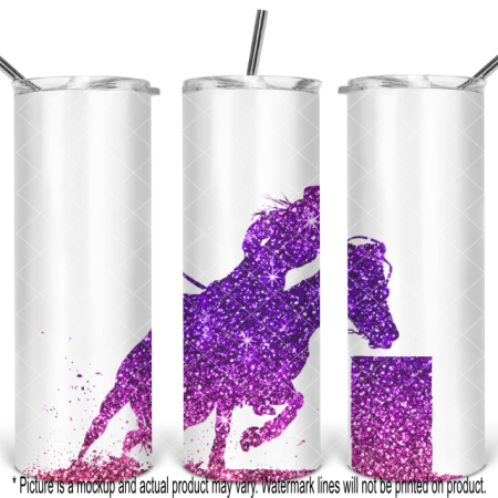Barrel Racing Horse and Rider - Purple and Pink Glitter