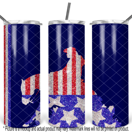 Patriotic Glitter Reining Horse - Blue