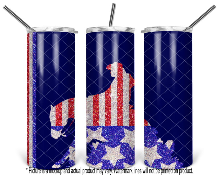 Patriotic Glitter Reining Horse - Blue