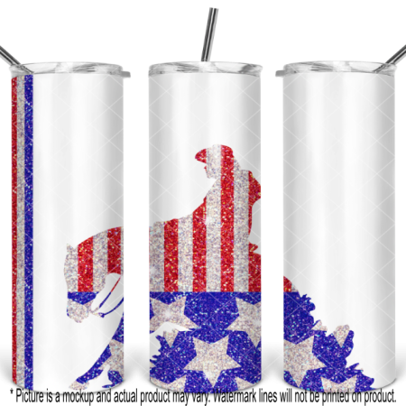 Patriotic Glitter Reining Horse - White