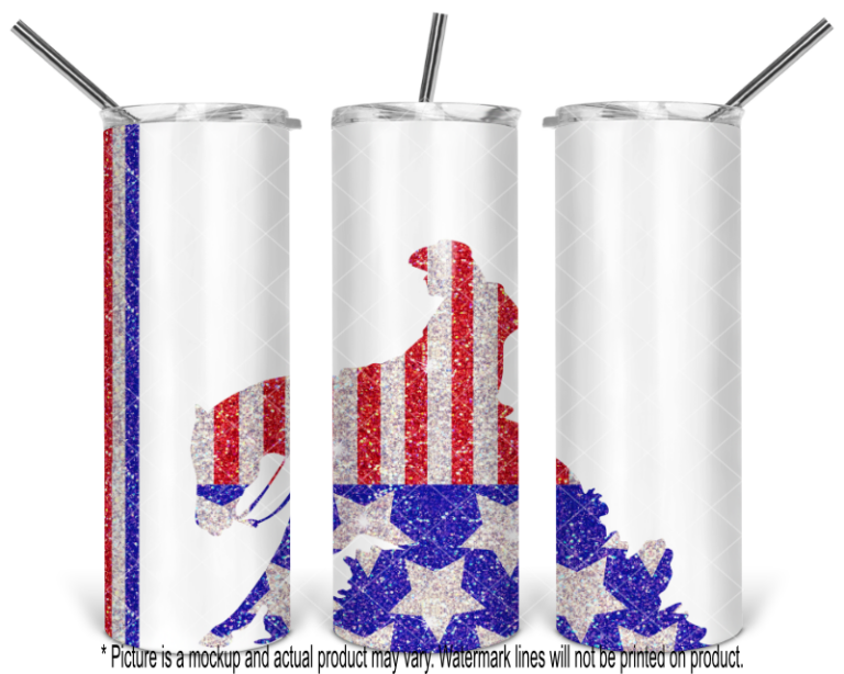 Patriotic Glitter Reining Horse - White