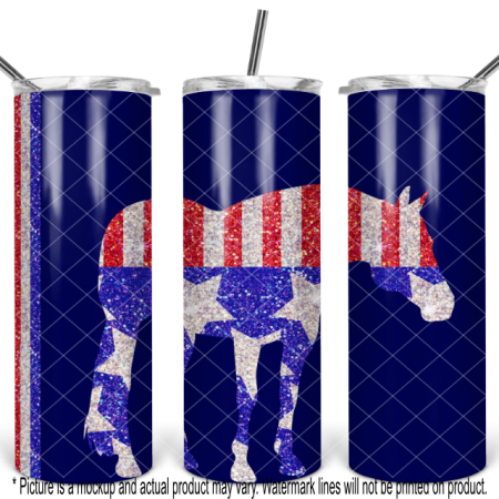 Patriotic Glitter Standing Horse 2 - Blue