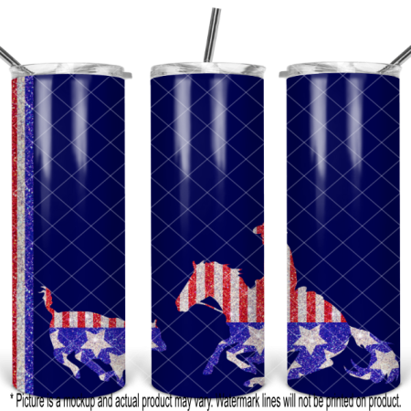 Patriotic Glitter Cutting Horse - Blue