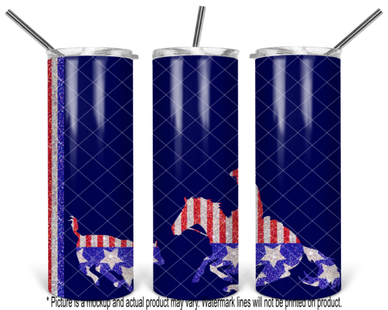 Patriotic Glitter Cutting Horse - Blue
