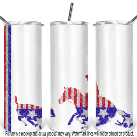 Patriotic Glitter Cutting Horse - White