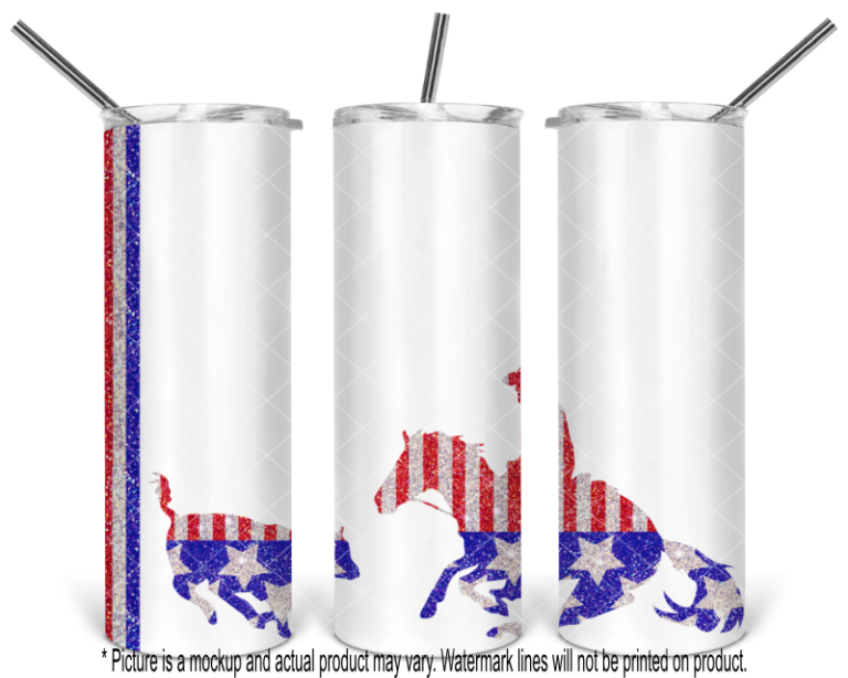 Patriotic Glitter Cutting Horse - White
