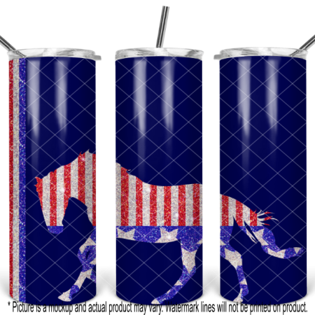 Patriotic Glitter Galloping Horse - Blue
