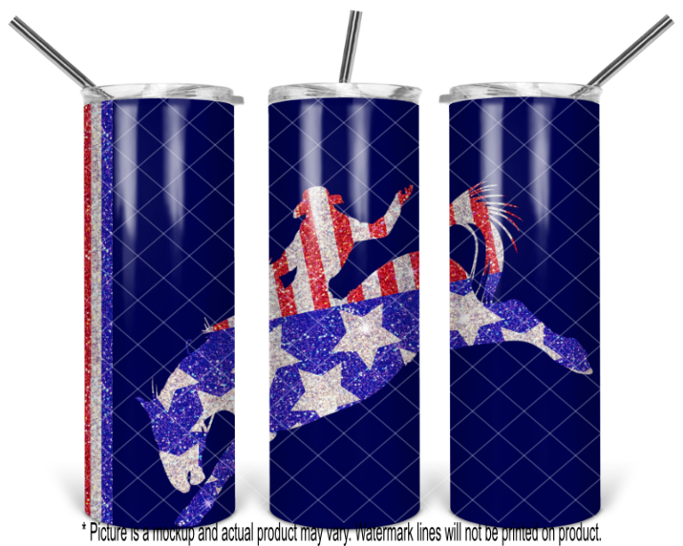 Patriotic Glitter Bronc Horse 2 - Blue