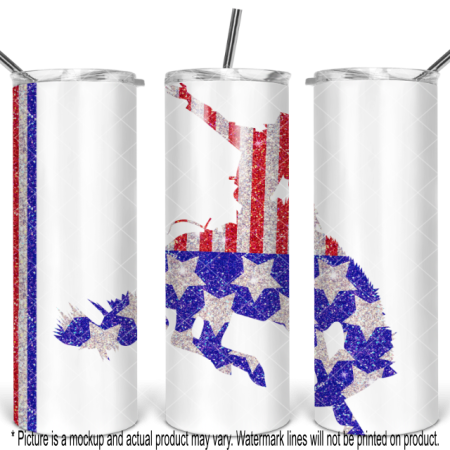 Patriotic Glitter Bronc Horse - White