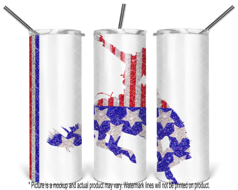 Patriotic Glitter Bronc Horse - White