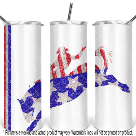 Patriotic Glitter Bronc Horse 2 - White