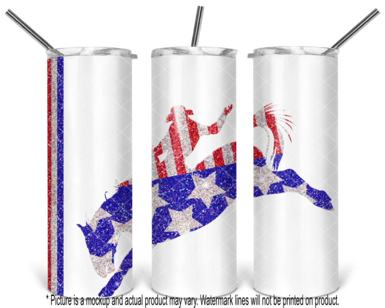 Patriotic Glitter Bronc Horse 2 - White