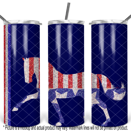 Patriotic Glitter Dressage Horse - Blue