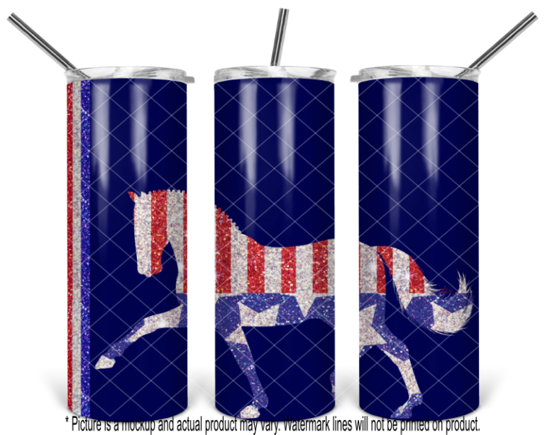 Patriotic Glitter Dressage Horse - Blue
