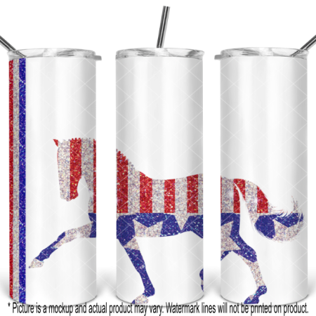 Patriotic Glitter Dressage Horse - White