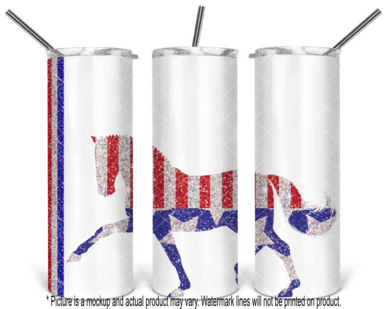 Patriotic Glitter Dressage Horse - White