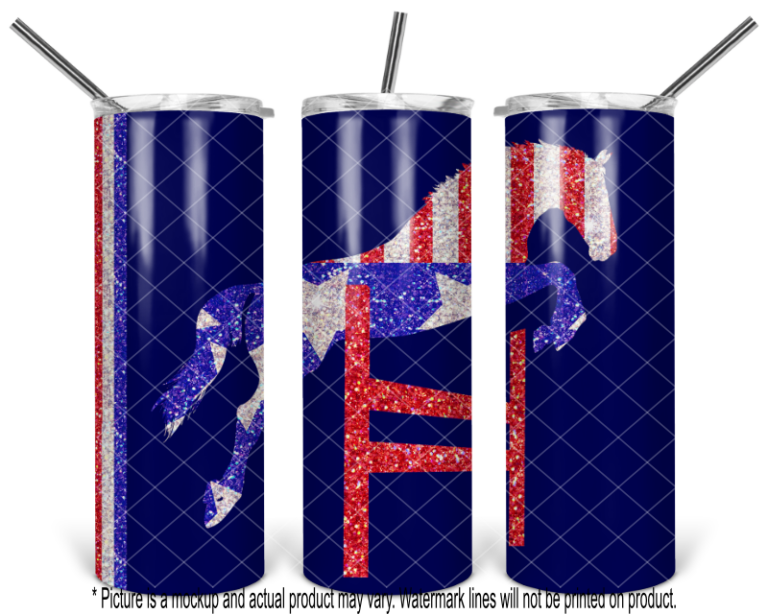 Patriotic Glitter Hunter Jumper Horse - Blue