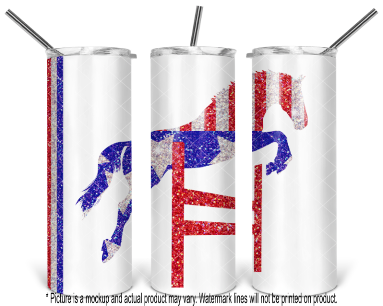 Patriotic Glitter Hunter Jumper Horse - White