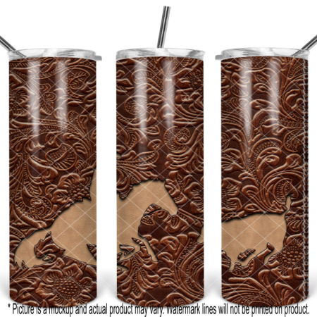 Cutting Horse Tan with Brown Tooled Leather