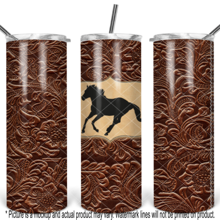 Running Horse Brown Tooled Leather