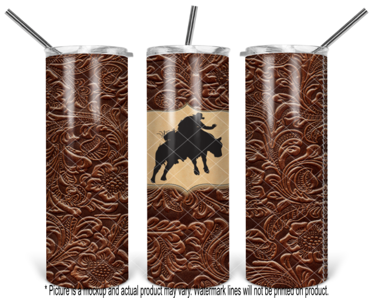 Bull Rider 2 Brown Tooled Leather