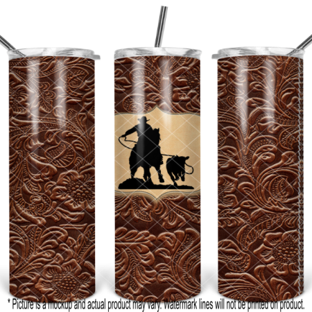 Calf Roper Brown Tooled Leather