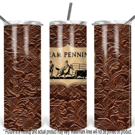 Team Penning Brown Tooled Leather