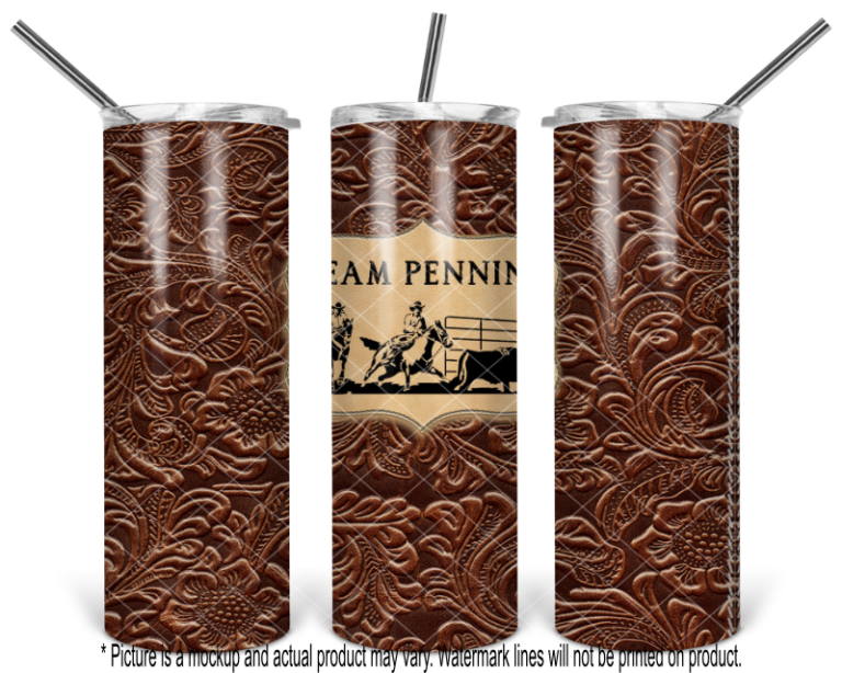 Team Penning Brown Tooled Leather