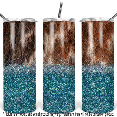Cowhide with Teal Glitter
